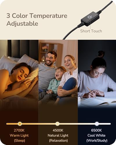 EDISHINE LED Table Lamp, Modern Desk Lamps for Living Room, Silver