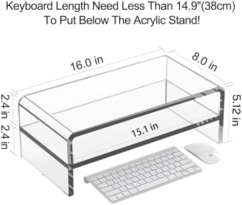 Egchi Clear Acrylic Monitor Stand Riser 2 Tier, 5.12 Inches High Clear Computer Desk Organizer Shelf for Multi Media PC Storage Laptop
