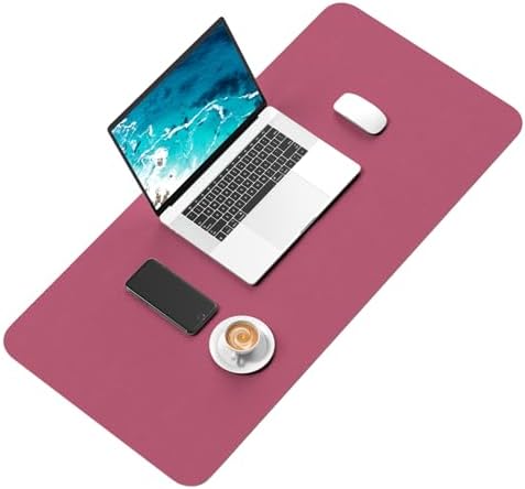 Hsurbtra Desk Pad, 30" x 14" PU Leather Desk Mat, XL Extended Mouse Pad, Waterproof Desktop Blotter Protector, Non-Slip Ultra Thin Large Laptop Keyboard Writing Mat for Office Home, Deep Red