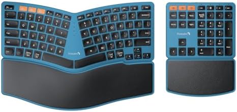 ProtoArc Wireless Ergonomic Keyboard with Separate Number Pad - Blue