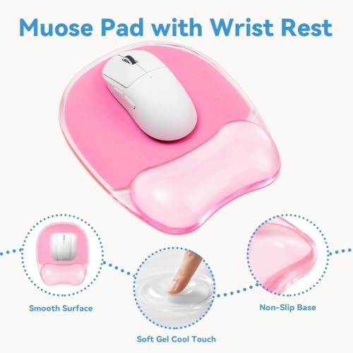 Gel Wrist Rest for Keyboard,Clear Keyboard Wrist Rest and Gel Mouse Pad Set