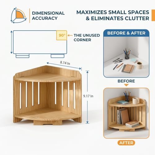2-Tier Corner Desk Shelf Organizer – Right-Angle Desktop Storage Rack