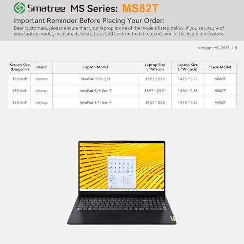 Smatree MS82T Hard EVA Sleeve with Stand for 15.6" Lenovo IdeaPad 1/1i G7