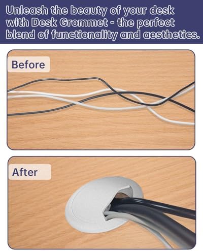 Desk Grommet 2-3/8 inch (60mm) 10 Pieces - White Desk Cable Grommet Desk Cable Hole Covers with Hole Saw for TV, Office, Wires Through Countertop and Home Table