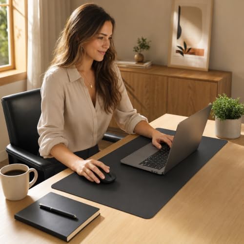 KTRIO Large Gaming Mouse Pad Desk Mat for Gamer, 31.5" x 11.8", Black PU