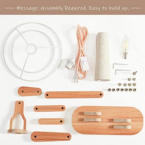 Cute Wood Table Lamp for Kids Room Bedroom, Bulb Included, Ash