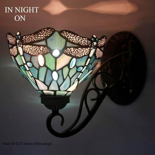 WERFACTORY Tiffany Wall Sconce Lamp Plug in Swing Arm Up Down Light