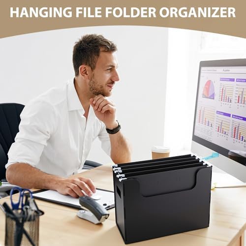 1 Pcs Portable Desktop File, Filing Organizer, Black