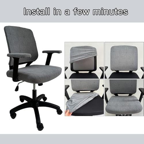 High Elasticity Anti Slip Office Chair Cover, Split Design for Easy Installation,Universal Desk Chair Cover wear-Resistant and Scratch Resistant (Light Gray, Chair seat Cover + Back Cover)