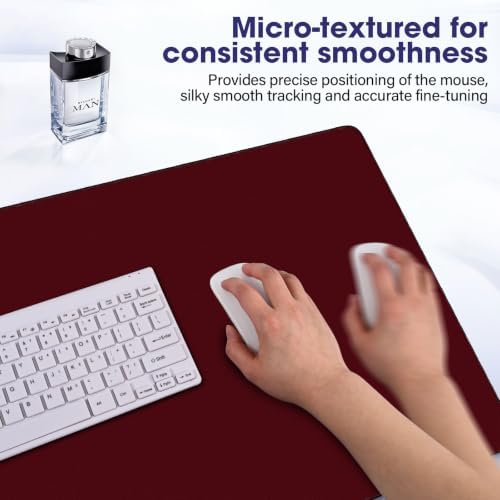 31.5" x 15.7" Waterproof Fabric Mouse Pad, Rubber Anti-Slip Base, Wine Red