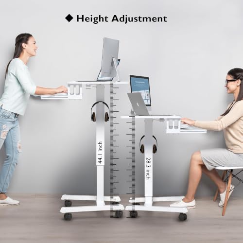 BONTEC Mobile Standing Desk with Keyboard Tray, Mobile Podium on Wheels