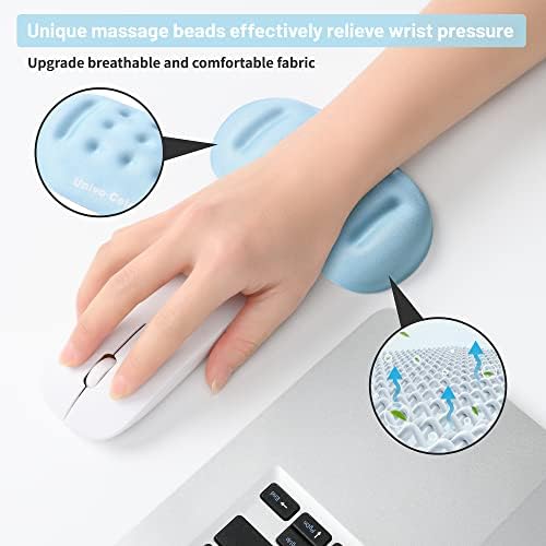 UnivoColors Light Blue Superfine Memory Foam Wrist Rest Soft Gel Ergonomic Mouse Pad Wrist Support for Mouse, Gaming, Computer, Laptop, Office