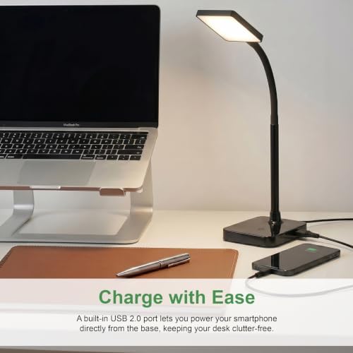 Maxlite 11.9 in. Black Integrated LED Slim Desk Lamp with USB Charging Port and Adjustable Lamp Head - Black