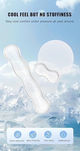 Mouse Pad with Wrist Rest, Soft Cloud Gel Keyboard Mouse Pad Set with Hand Wrist Support, Cute Non Slip Office Desk Accessories for Comfort/Pain Relief/Computer/Laptop (2Pc Clear Wave)