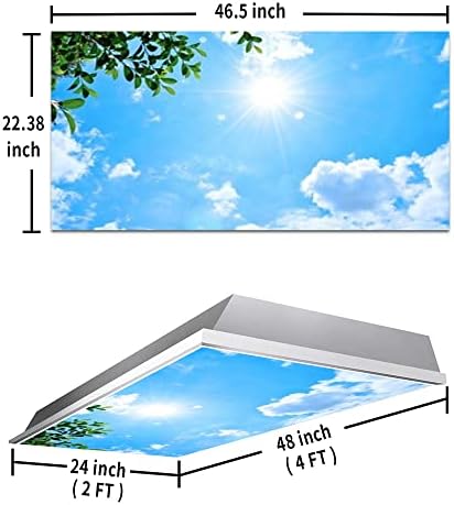 Fluorescent Light Cover Decorative Ceiling Light Filters,Tree Leaves Sky Clouds Pattern,for Classroom Office Hospitals Home Ceiling Decorative,2ft x 4ft,Green
