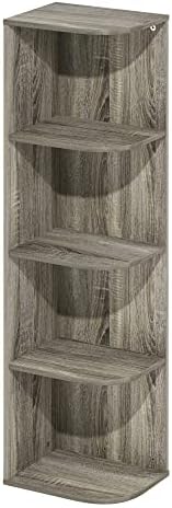 Furinno Pasir 4-Tier Corner Open Shelf Bookcase, French Oak