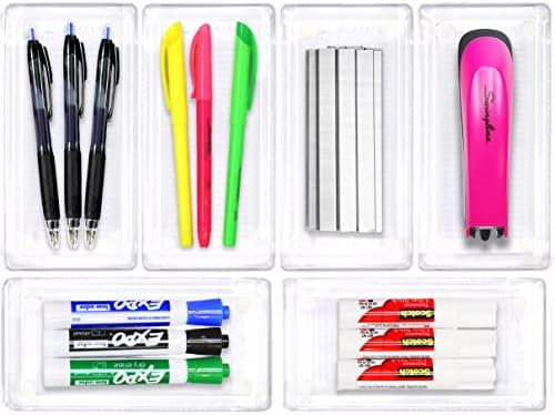 Simple Houseware Clear Desk Drawer Organizer, 3.25"x 6.25", 6 Packs