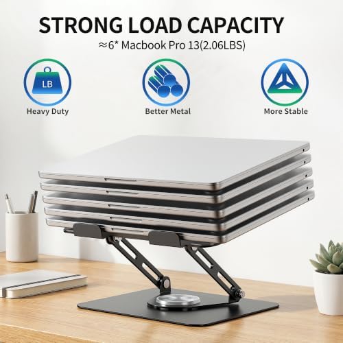 ALASHI 360° Rotating Laptop Stand, Multi-Angle, 10-17", Black