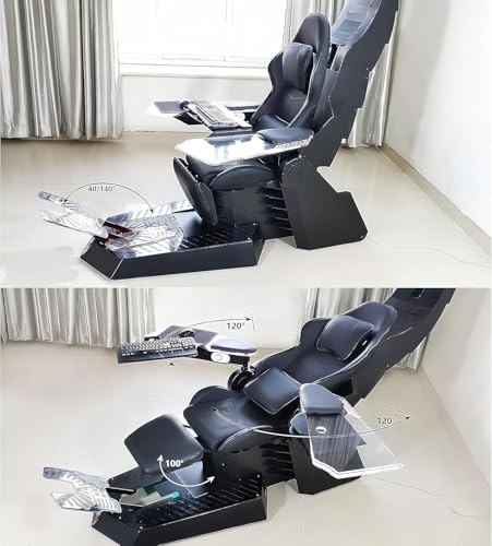 White,Zero Gravity Computer Cockpit, Comfortable Gaming Chair - Ergonomic Zero Gravity Video Game Chair, Luxury Ergonomic Computer Cockpit Workstation