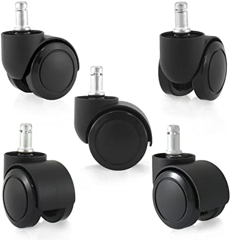 Enjoy Caster | 2 Inch Office Chair Casters for Hardwood Floors | Dual Injection Polyurethane Wheels for Floor Protection | Universal Stem Size 7/16" Office Chairs (5007BUB-38)