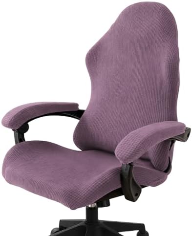 PATIKIL 1 Set Office Chair Cover, Desk Chair Cover Stretchable Universal Computer Seat Slipcover Large with Armrest Covers Zipper for Rolling Office Chairs Home Desk Seat, Purple