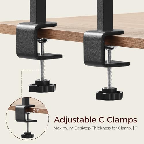 MAHANCRIS Clamp On Desk Organizer, 2-Tier Desktop Bookshelf, Adjustable Desk Storage Shelf, Metal Frame, for Office, Study and Game Room, Black DSBK3501 (Pack of 2)