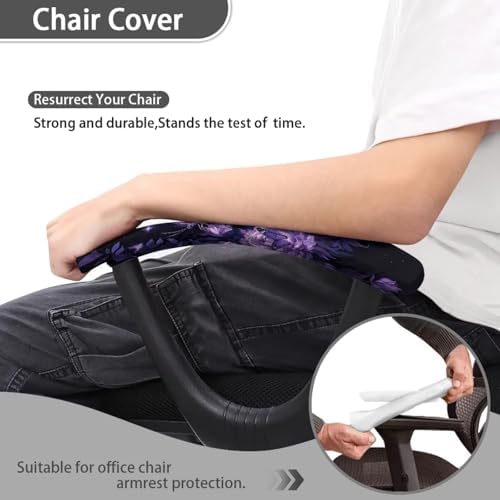Butterfly Flower Print Office Chair Armrest Cover Set of 2 Plum Blossom Print Gaming Chair Arm Rest Slipcover Covers Dust-Proof Washable Home Decorative Accessories