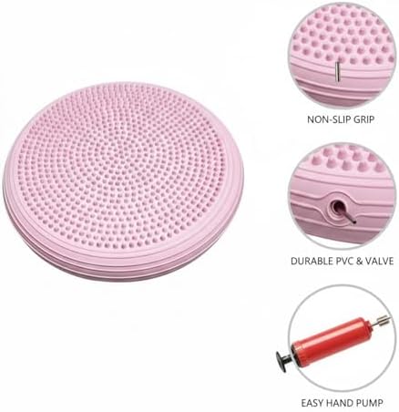 13-Inch Inflatable Wobble Cushion with Hand Pump, PVC Seat Disc for Active Sitting and Floor Workouts