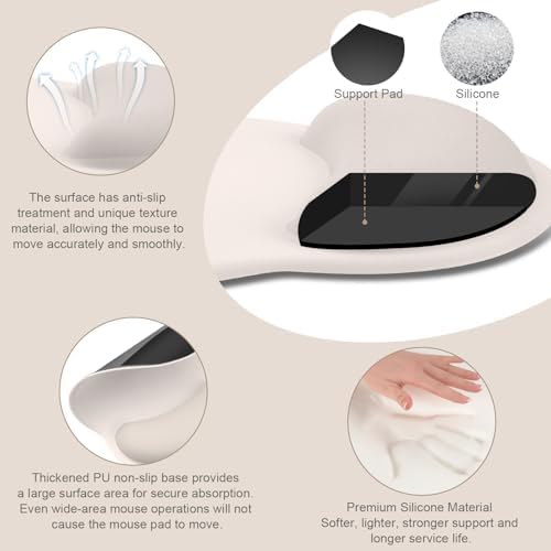 MOSISO Wrist Rest for Mouse Pad Set, Large Gaming Deskpad, Stone Gray