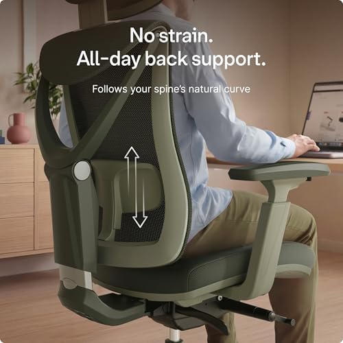 Desktronic Ergonomic Office Chair — Adjustable Desk Chair with Lumbar Support, Wide Seat, Headrest, 9 Adjustable Settings, Breathable Mesh Back, Comfortable Home Office Chair for Long Hours