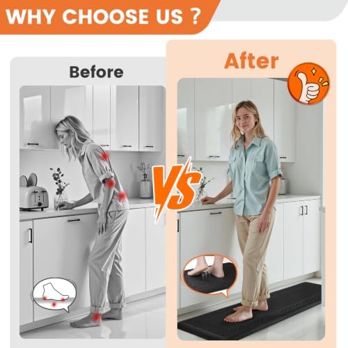 4/5 Inch Thicker Kitchen Mats Anti Fatigue Comfort Mat Standing Desk Rugs