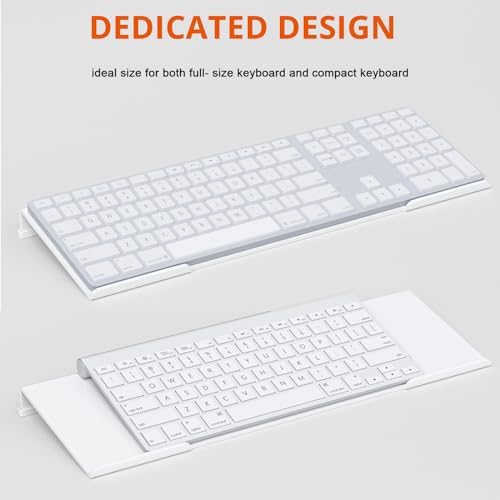 Richboom Acrylic Tilted Computer Keyboard Holder for Easy Ergonomic Typing, Keyboard Stand for Office Desk, Home, School, White