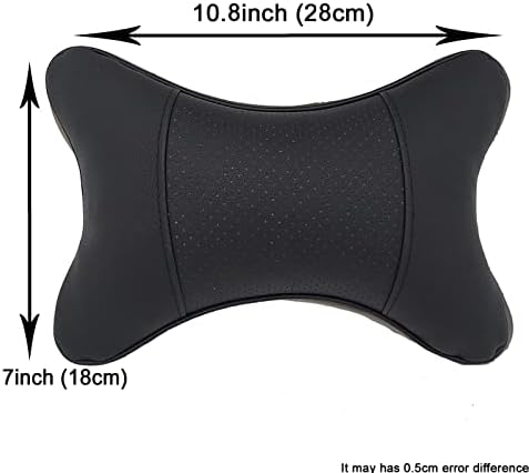 Car Neck Pillows 2pcs Pack Car Headrest Pillow Pu Leather Car Cervical Pillows for Traveling Car Pillows Filled By Fiber (Black)