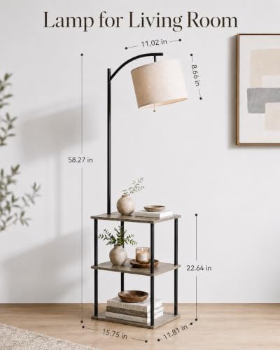 GERGO Floor Lamp with Table, Side Table for Living Room, 3 CCT 9W LED Bulb