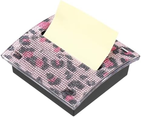 PATIKIL Stick Note Pad Holders 4x4 Sticky Note Dispenser Pink Leopard