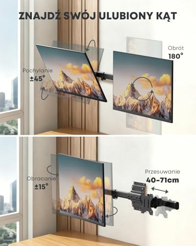Dual Monitor Wall Mount fits 13-27 Inch, Single to Double Bracket Adapter