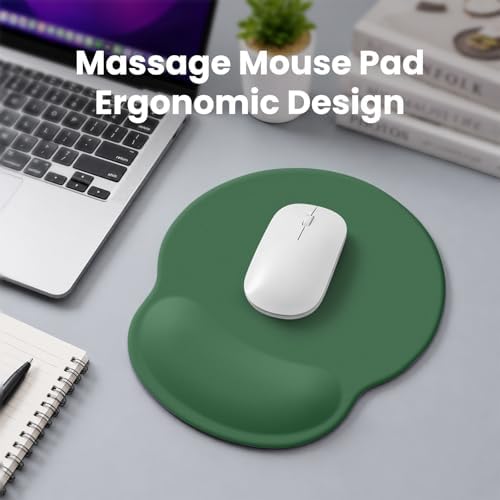 Mouse pad with Wrist Rest,Relieving Pain Memory Foam Computer pad, Ergonomic Desktop Mouse, Silicone Material Mouse pad, with Non-Slip PU Base (Green)