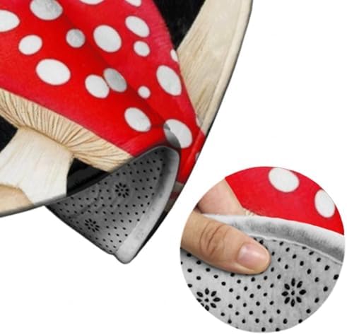Soft Round Yoga Carpet, Large Home Decor Mat, Non Slip Machine Washable Kitchen Office Circle Rug Wild Mushrooms