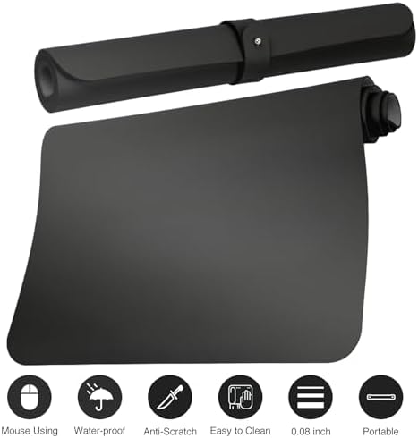 Boutilon Leather Desk Pad Protector,Non-Slip Mouse Pad,Laptop Desk Pad,Office Mouse Mat,Waterproof Leather Desk Blotter,Desk Writing Pad for Office and Home (XL-Black,35.4"x 15.7")