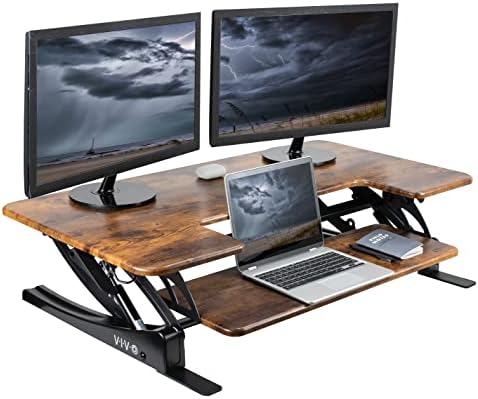 VIVO Rustic Vintage Brown 42 in Standing Desk Converter, DESK-V000VLN