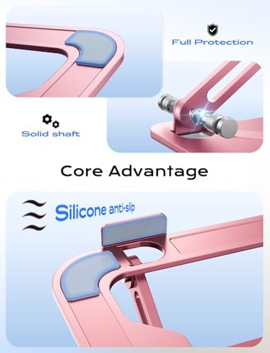 JCZT Adjustable Laptop Stand for Desk, Metal Foldable Laptop Riser, Pink