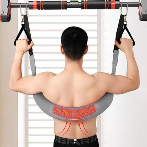 Neck Stretcher Cervical Traction: Cervical Neck Traction Device, Hanging Decompression Device with Wrist Straps & Hooks, Fits Home Pull-up Bars, Silver, One Size