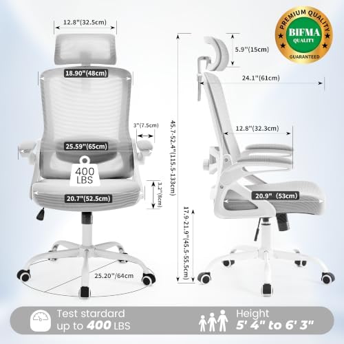 Ergonomic Mesh Office Chair with 2D Adjustable Headrest and Lumbar Support