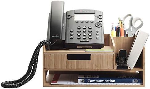 MobileVision Bamboo Paper Tray Office Organizer for Files, Documents, Letter Sorter, Envelopes and Magazine Holder (File & Paper Organizer)