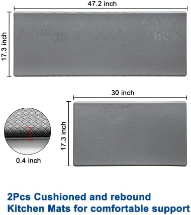 Artnice Kitchen Mats for Floor 2PCS, 0.4inch Stylish Anti Fatigue Mat