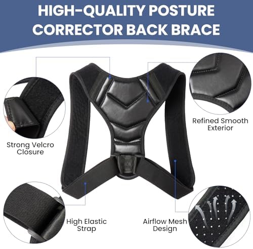 Posture Corrector for Men & Women,back posture corrector for men,posture brace,back straightener posture corrector,Adjustable Upper Back Shoulder Brace, Back Straightener for Neck, Spine Alignment, Improve Posture, Comfortable & Breathable,S/M