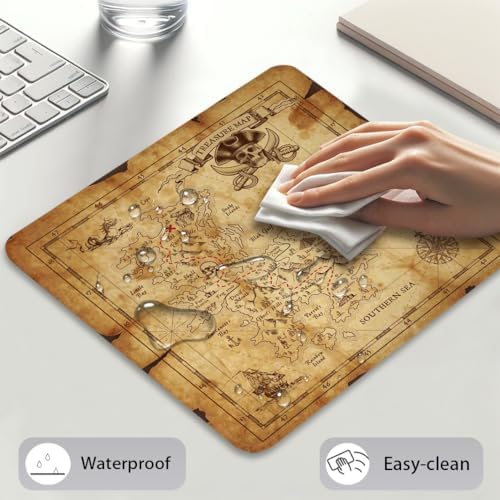Old Island Treasure Map Mouse Pad, Grungy Pirates Gold Secret Desk Mat