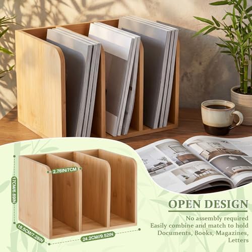 Novabright Bamboo Wooden 3-compartment File Magazine Holder, Suit for B5