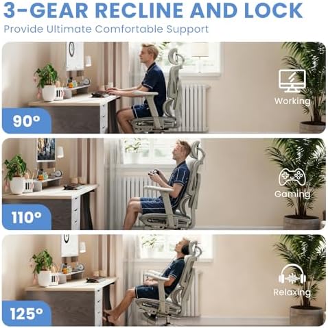MOJAY Ergonomic Office Chair with Footrest and Lumbar Support