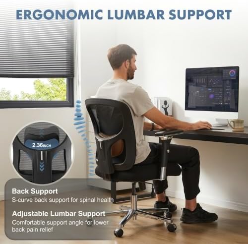 DUMOS Big and Tall Office Desk Chair, 500lbs Heavy Duty Mesh Chair